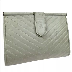 Authentic Yves Saint Laurent Gray quilted Clutch
